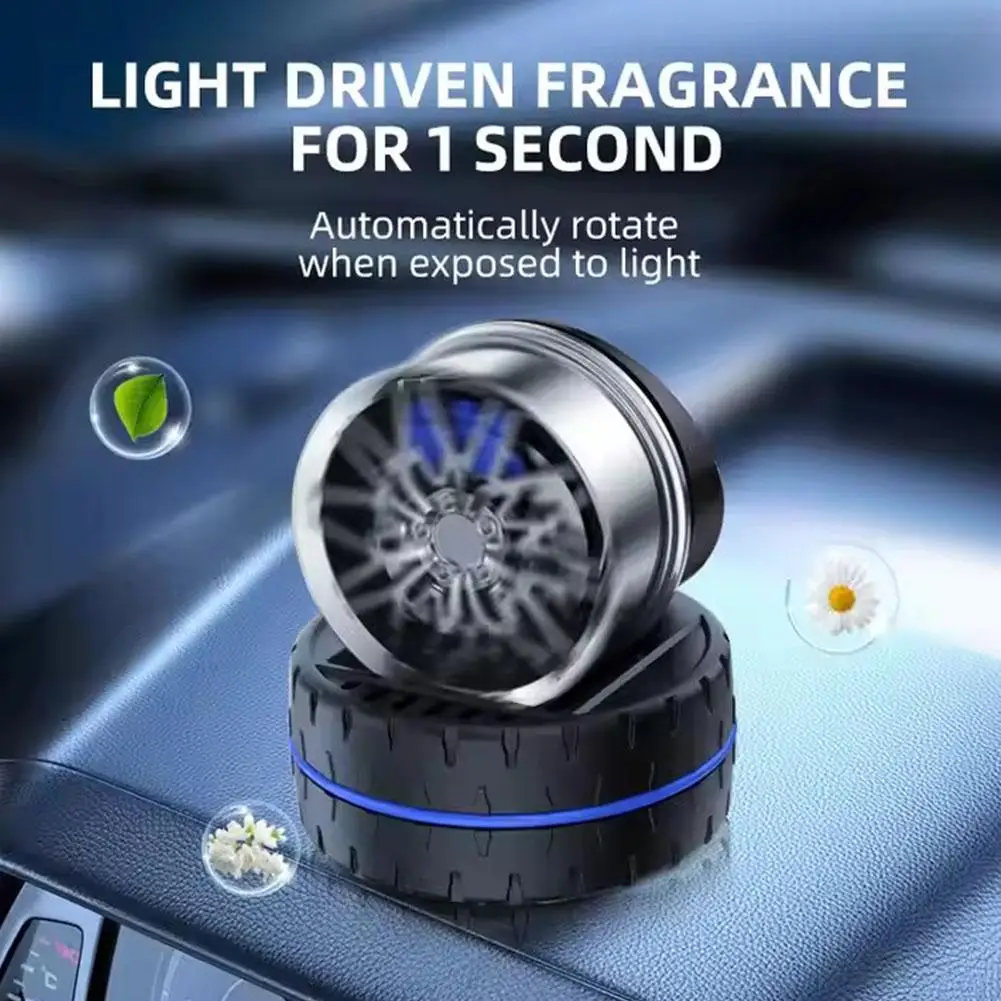 معطر الهواء الناشر تعمل بالطاقة الشمسية الدورية سيارة تنقية عجلات مقلد عجلة شكل العطر السيارات ناشر رائحة المنزل ديكو #5