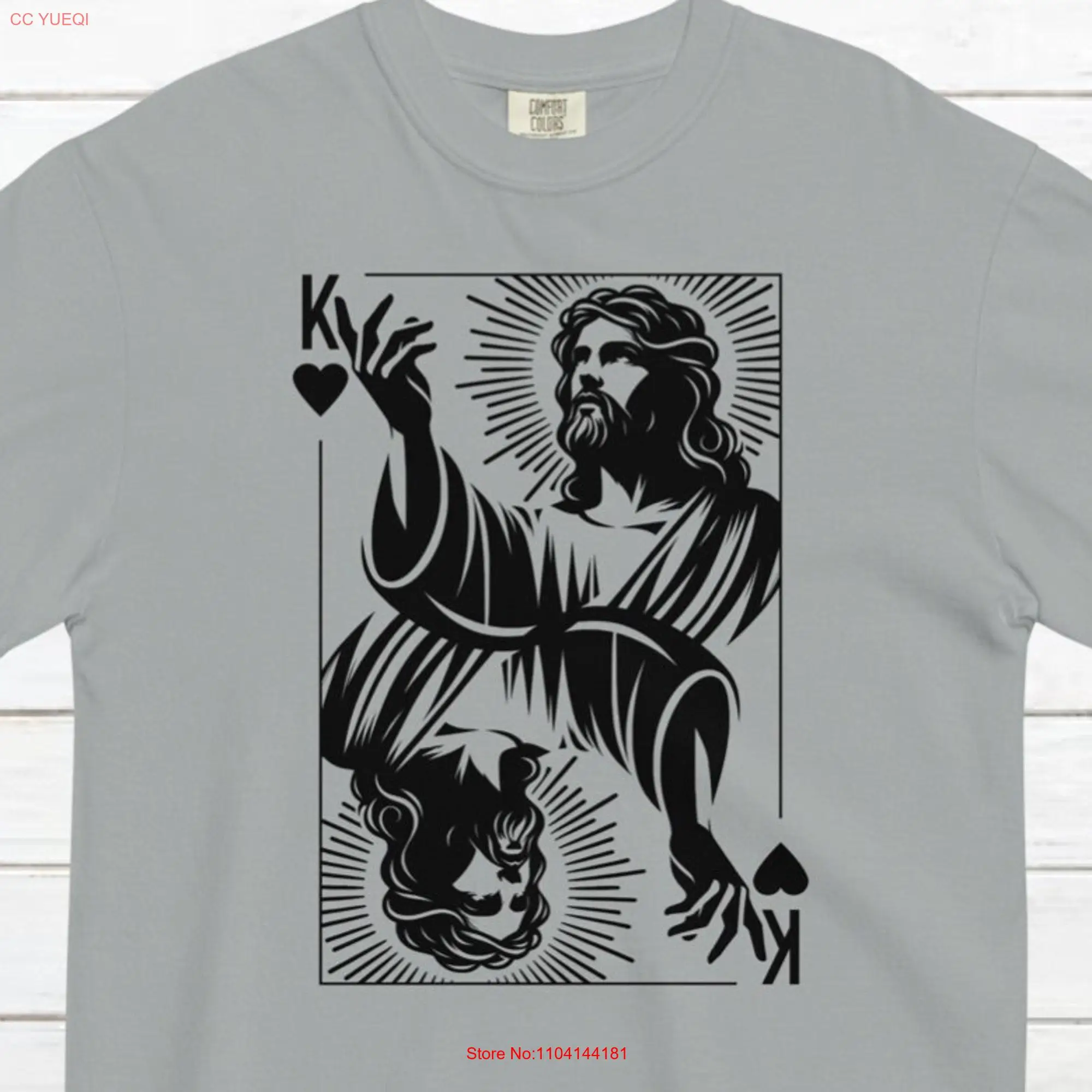 

Comfort Colors Jesus as the King of Hearts T Shirt Trendy Christian Faith Based Oversized Cute long or short sleeves