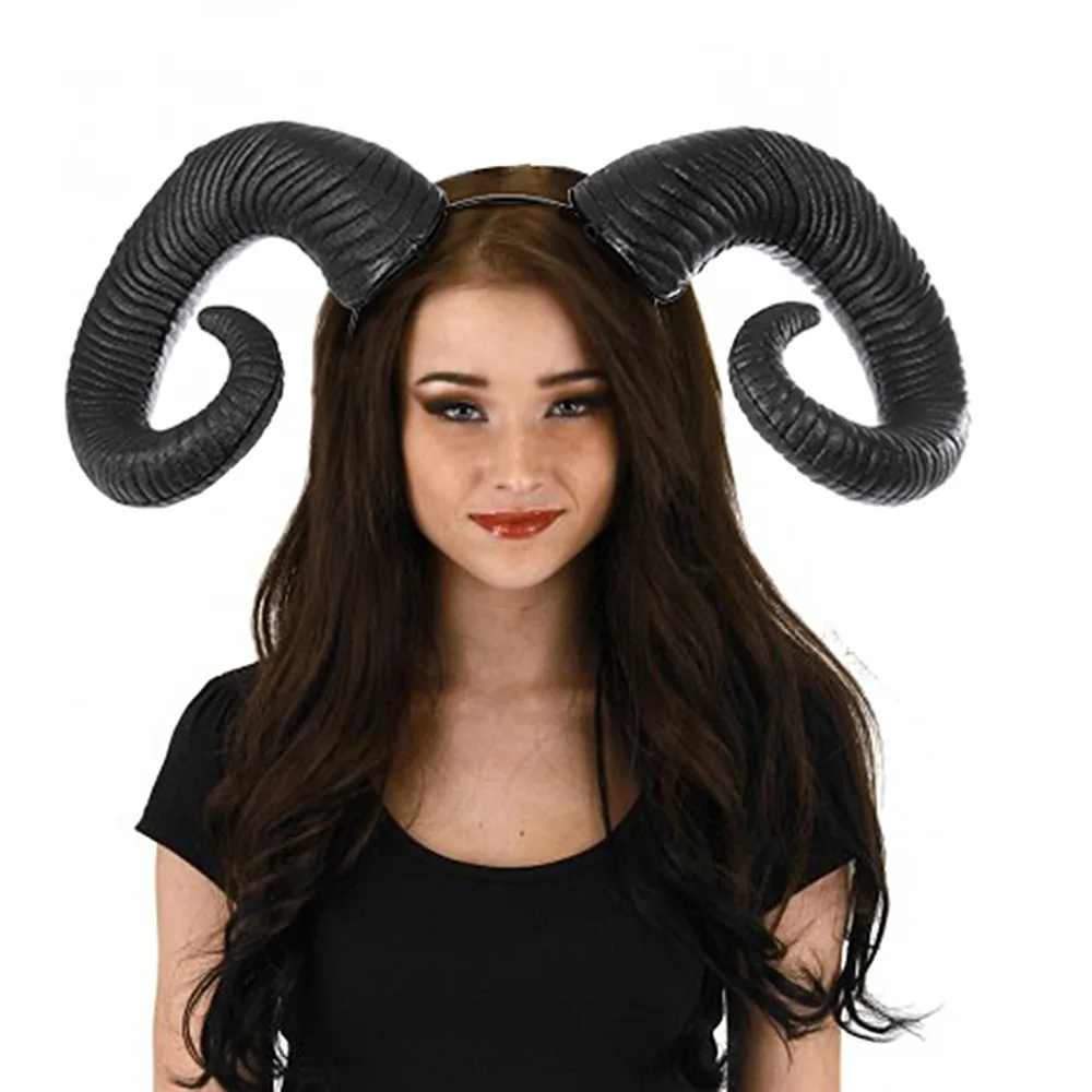 Handmade Sheep Horn Headband Hairband Accessory Demon Evil Gothic Lolita Cosplay Halloween Headwear Prop Anime Sheep Horn