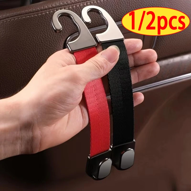 1/2pcs Car Headrest Hooks Hanger for Bags Seat Back Organizer Holder Clips Auto Fastener Hooks Car Storage Interior Accessories