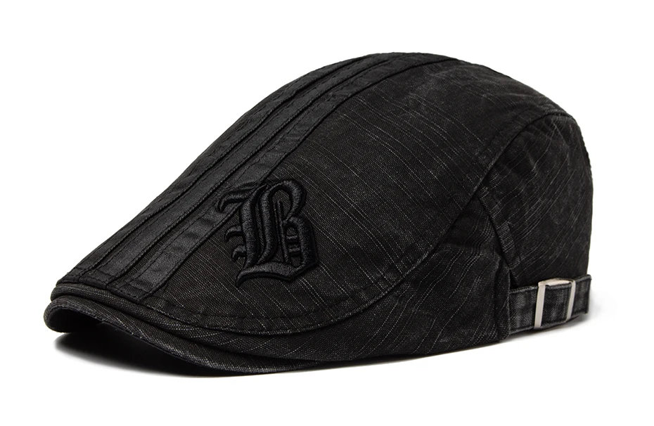 CNTANG Neue Männer Baskenmütze Mode Stickerei Flache Kappe Sommer Visier Für Männliche Mode Vintage Baumwolle Casual Berets Einstellbar – Detail 9
