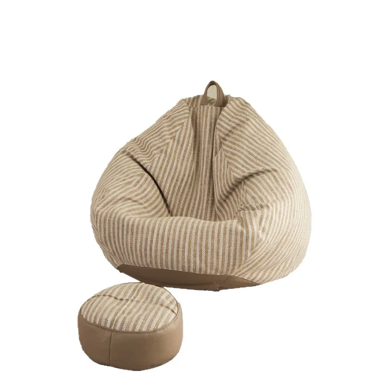 Spot cotton and linen striped lazy sofa, removable and washable EPP filled living room simple bean bag sofa