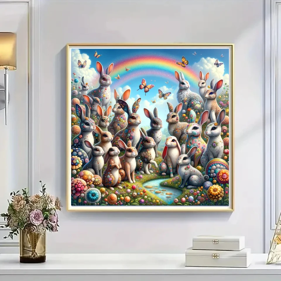5d Diy Diamond Painting New 2025 Easter Bunny  Diamond Mosiac Home Decor Rooster Flower Easter Egg Embroidery Wall Art Gift
