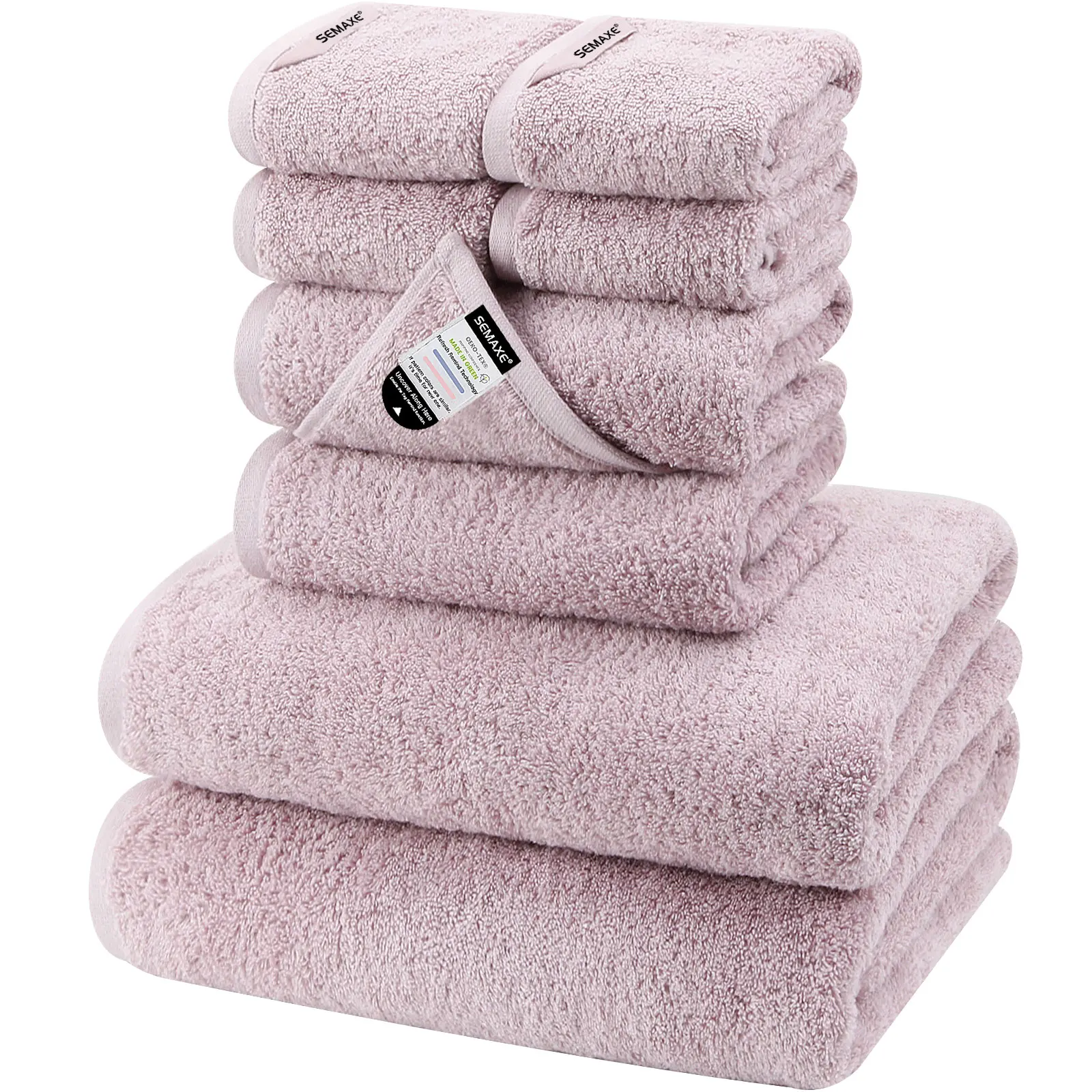 

SEMAXE 100% Cotton Complete 8pc Towel Set [550GSM] for Home Hotel Bathroom Combo - 2 Hand/2 Bath/4 Washcloths with Hanging Loops