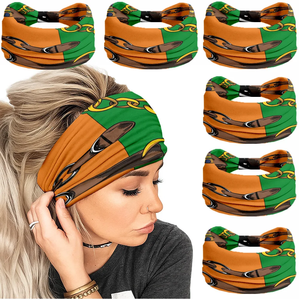 0005 Women's Hair Band Hair Band 6 Pack Claw-shaped Elastic Hair Band Wide and Thick Women's Sports Hair Band Women's Hair Band
