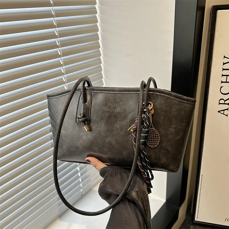 سعة كبيرة Y2K الاتجاه بولي Leather الجلود العمل حقيبة كتف بسيطة الإناث حقيبة كروسبودي بلون التنقل حقيبة النساء الإناث #4