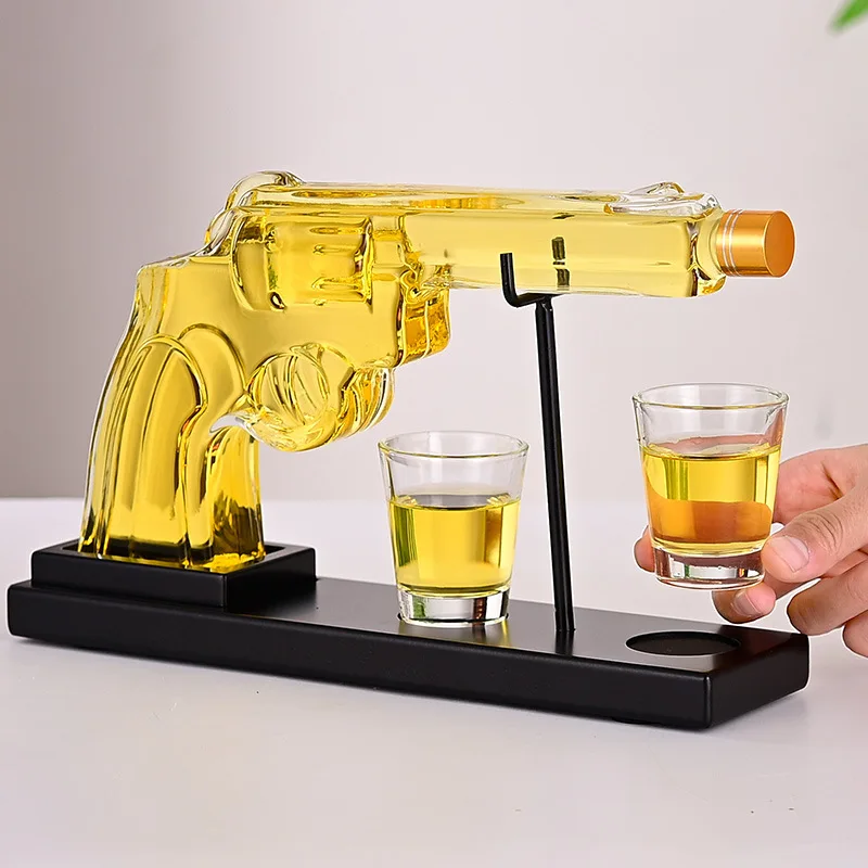 

High Borosilicate Glass Wine Decanter Set Pistol-Shaped Whisky Aerator, Wine Preserver & Crystal Clear Bottle Kit for Home Bar