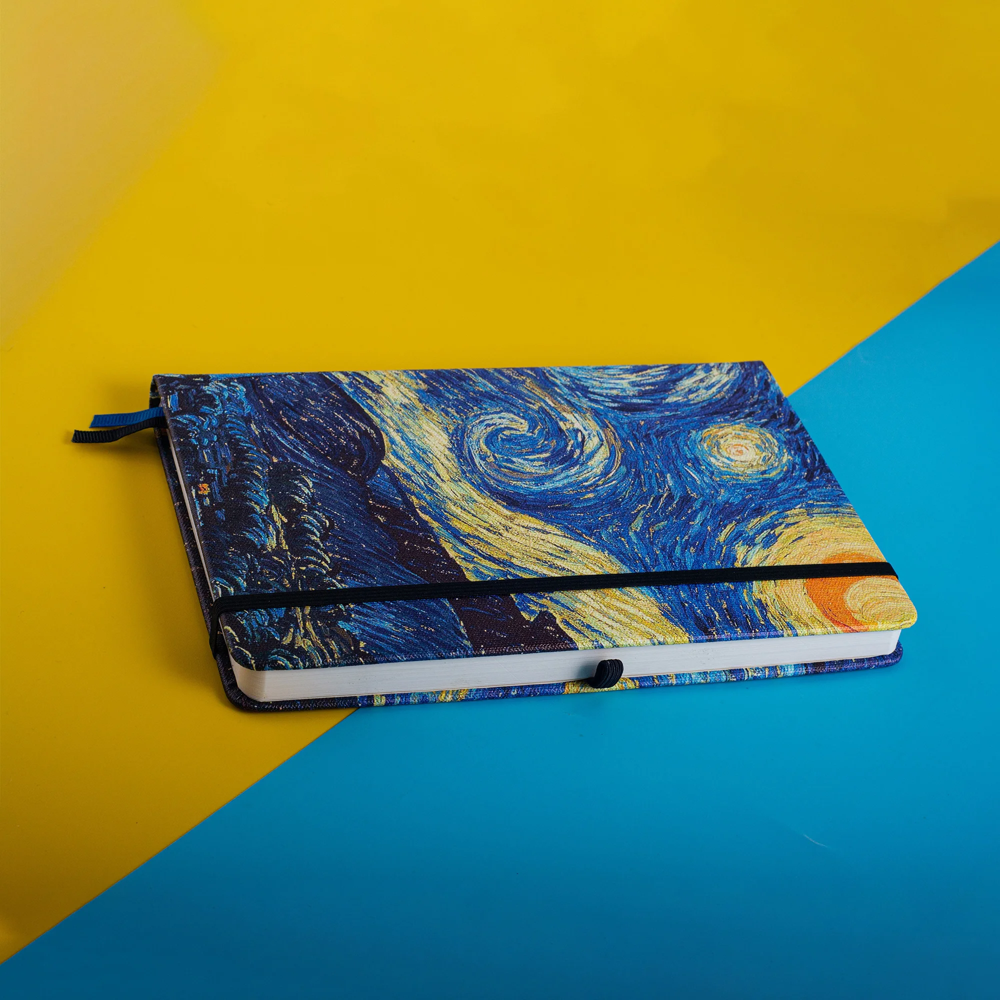 Cuaderno retro de Van Gogh A5, diario de cielo estrellado Bujo, 160gsm, portátil, de tapa dura, cuadrícula de puntos, forrado, liso