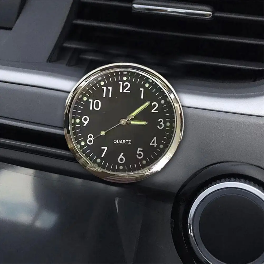 Car Clock Luminous Mini Automobiles Internal Stick-On Auto Ornament Watch Clocks Digital Mechanics 40mm Quartz T2W8