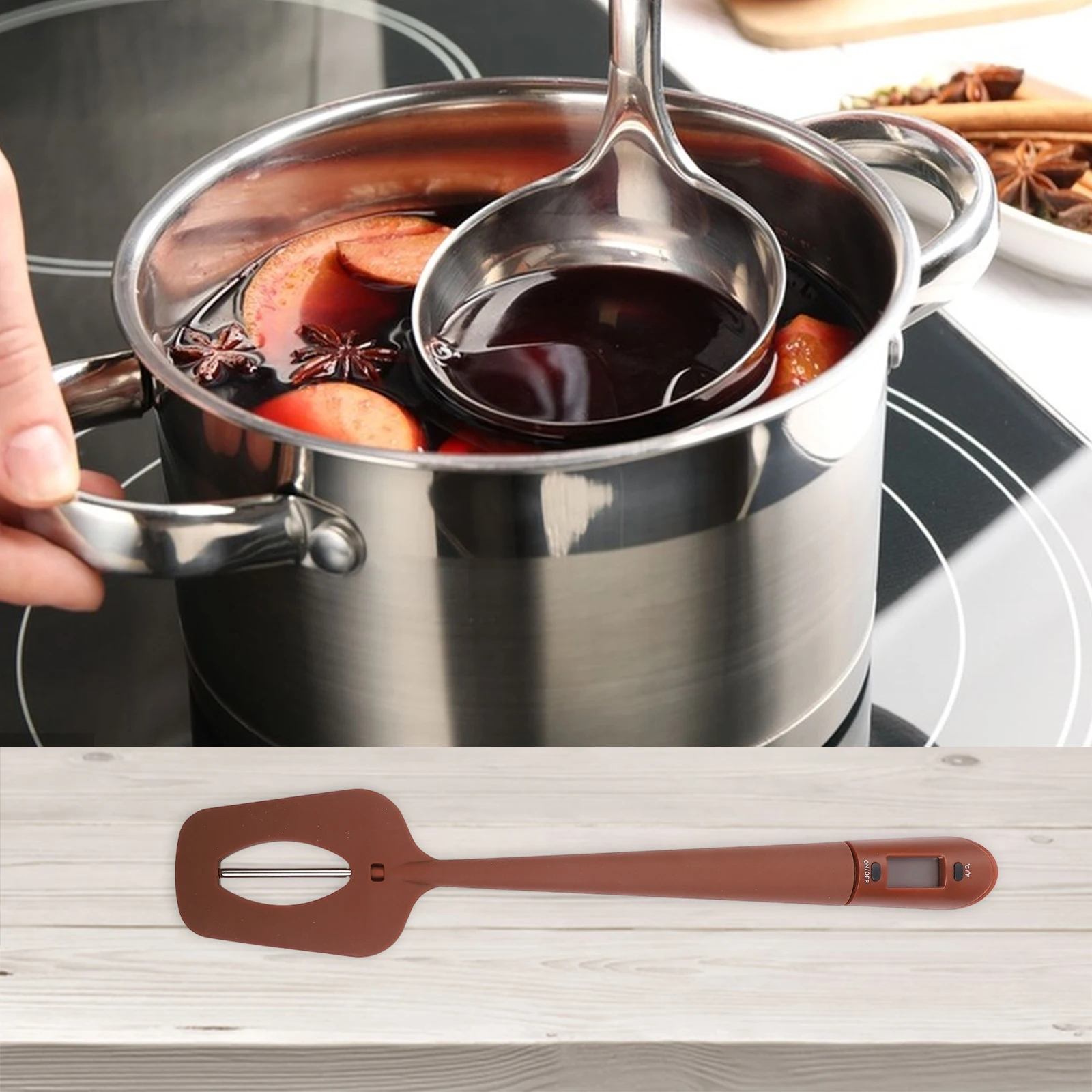 

Digital Sugar Thermometer and Spatula 2in1 for Accurate Temperature Reading in For Chocolate Baking and Cooking