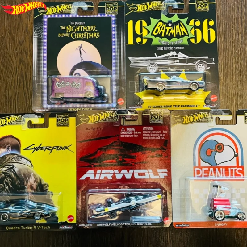 Hot Wheels HXD63-M Pop Culture Cyberpunk 2077 The Nightmare Before Christmas Airwolf Batman Batmobile Peanuts Snoopy Model Samochodu
