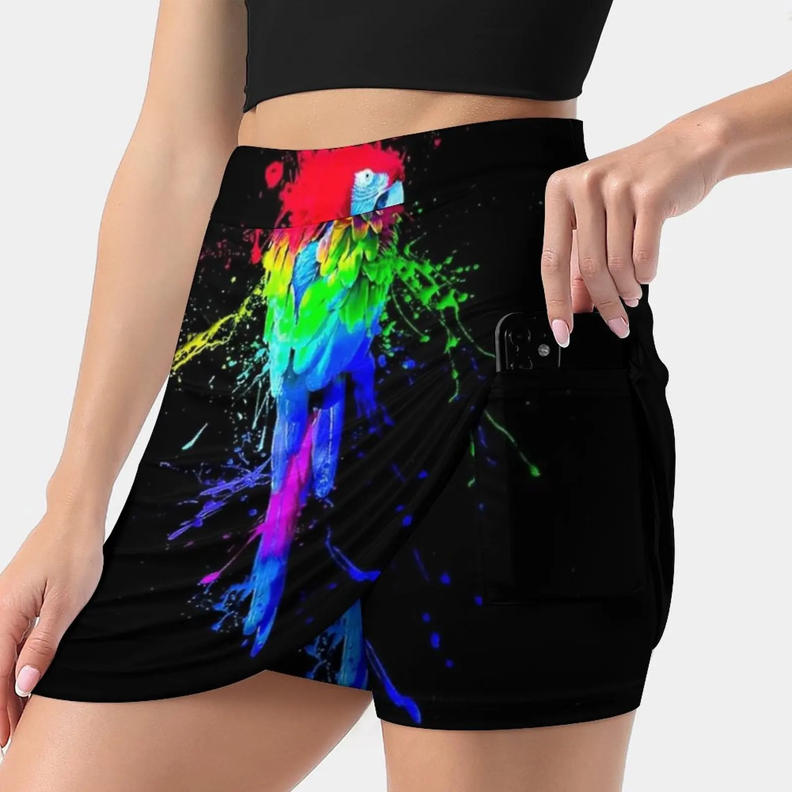 Parrot Painted In Beautiful Colors Women's skirt Sport Skort Skirt With Pocket Fashion Korean Style Skirt 4Xl Skirts Parrot