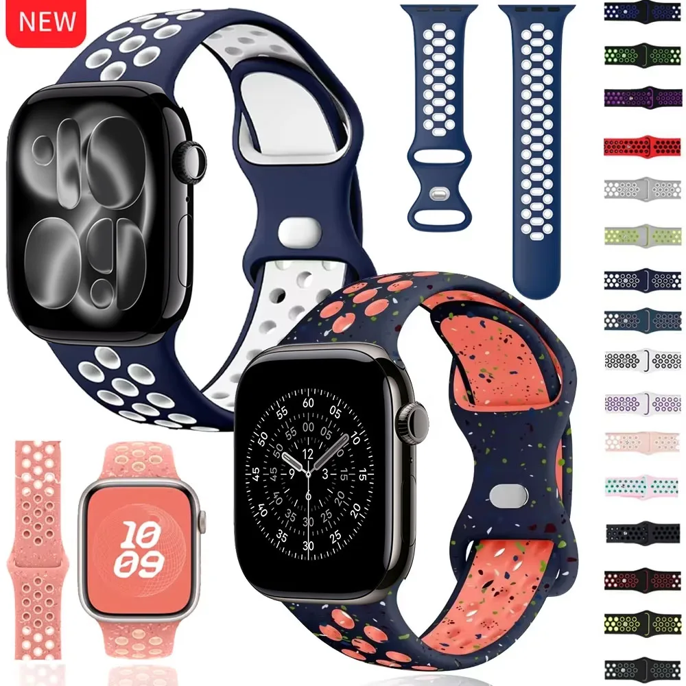 

Silicone Strap for Apple Watch Band 42mm 46mm 44mm 40mm 45mm 41mm Ultra 3 49mm Wristband iwatch Series 11 10 9 8 7 5 SE 46/45mm