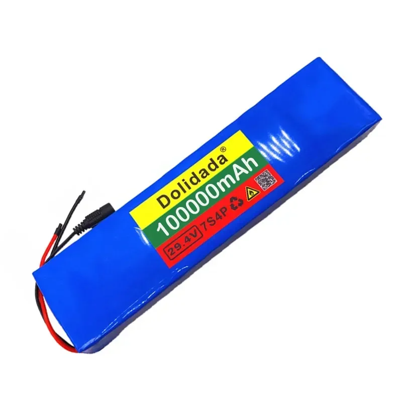 7S4P 100Ah 24V Battery Pack Rechargeable Li-ion Battery Built-in BMS for Electric Bicycle Unicycle Scooter Wheel Chair + Charger