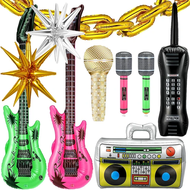 16-calowe złote balony foliowe z łańcuszkiem Nadmuchiwane radio Boombox Telefon komórkowy 80s 90s Dekoracje imprezowe Retro Hip Hop Impreza urodzinowa