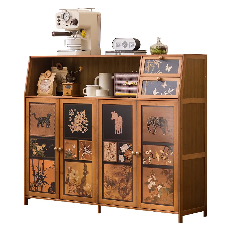 Solid wood bookcase Dust-proof storage cabinet Bookshelf Home living room Floor shelf Multi-layer