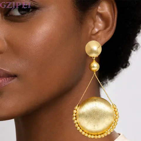 GZJPEI Exaggerated African Big Earring For Women Vintage Matte Dangle Earrings Boho Bridal Wedding Statement Jewelry 2026 New