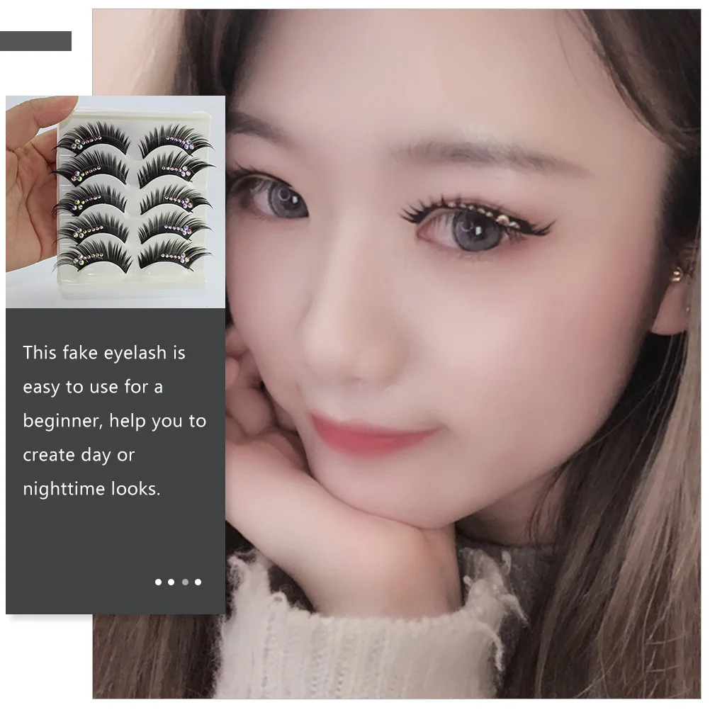 

Stage False Eyelashes Shiny Rhinestones For Dance Performance Party Club Long Sparkly Lashes Women Cosplay Makeup