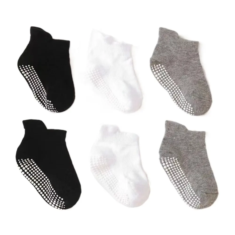 

6Pairs New Cotton Baby Solid Socks Non-slip Infant Kids Tube Sock Short Newborn Toddle Walking Socks First Walkers