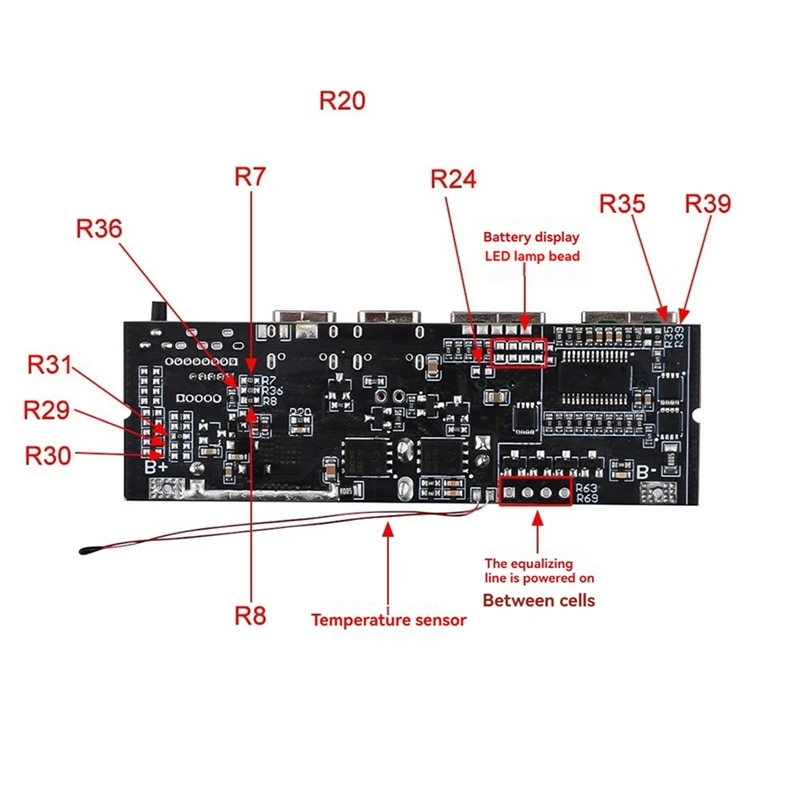 LED Dual USB PD Fast Charge 5A Type-C USB Mobile Power Bank 18650 Moduł ładowania Ochrona przed temperaturą