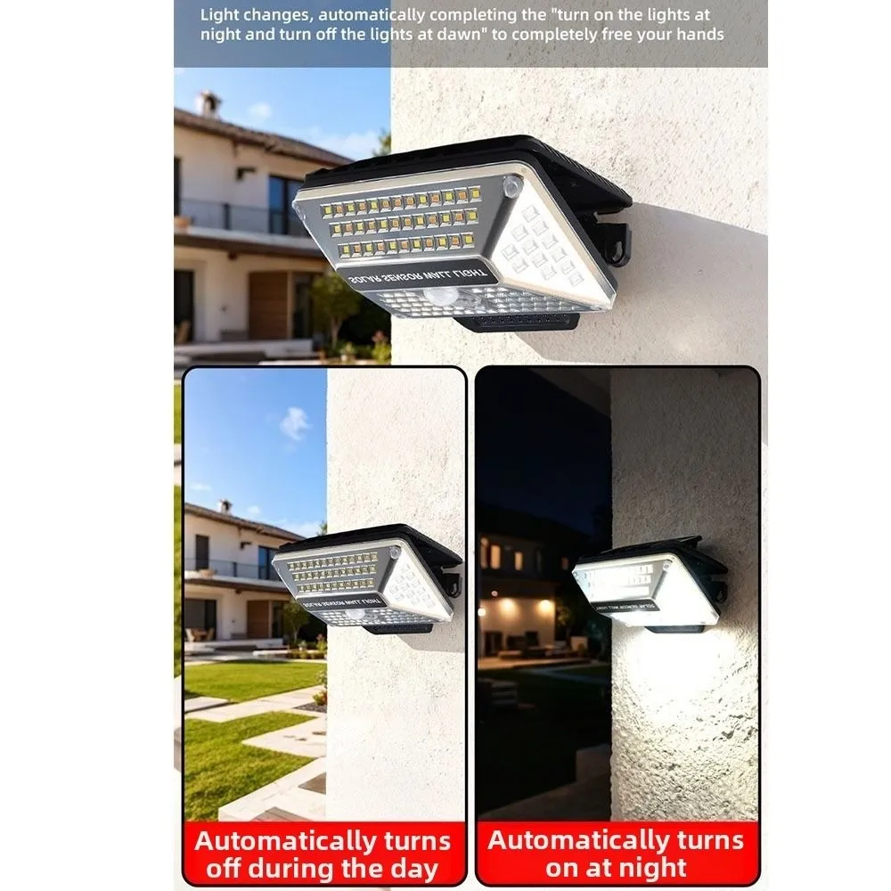 防水ソーラーモーションセンサーライトリモコン付きクリップ式ソーラーウォールランプusb充電式高輝度ソーラークリップライト防水