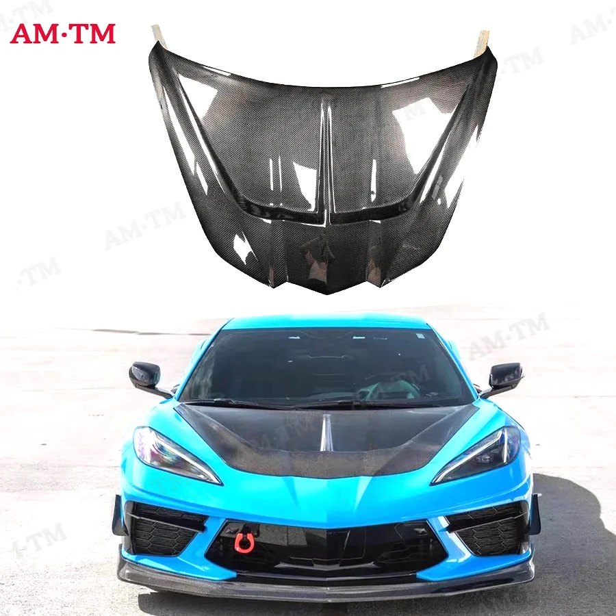 

Углеродное волокно для Corvette c8, обновленный капот, высококачественный передний бампер автомобиля, крышка двигателя, капот, вентиляционные детали, комплект кузова