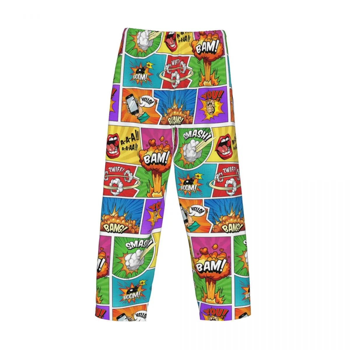 Personalizado impresso super-herói Comic Book dos homens painéis calças do pijama, pijamas do sono, fundos com bolsos, pijamas