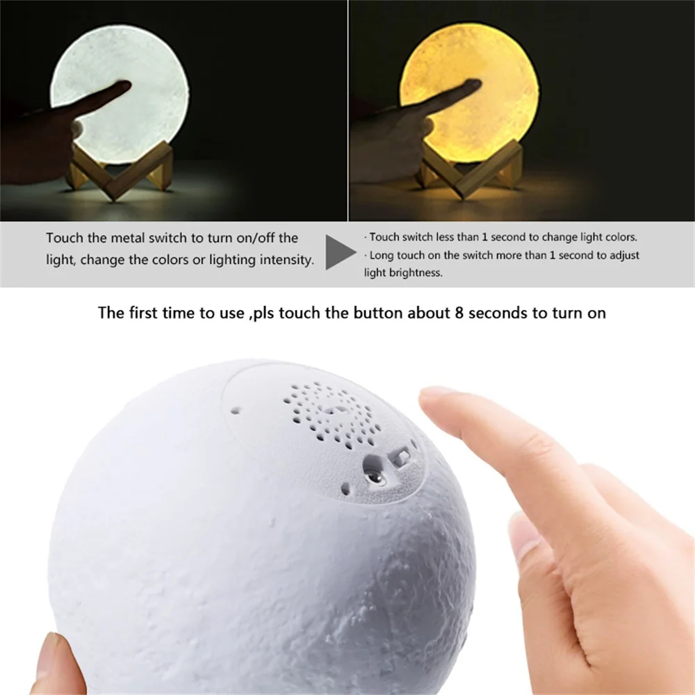 Moda 3D Musica Luna Lampada Tre colori chiari FAI DA TE Luna Luce notturna Ricarica USB Ragazza Ragazzo Donna Regalo di compleanno Arredamento camera da letto