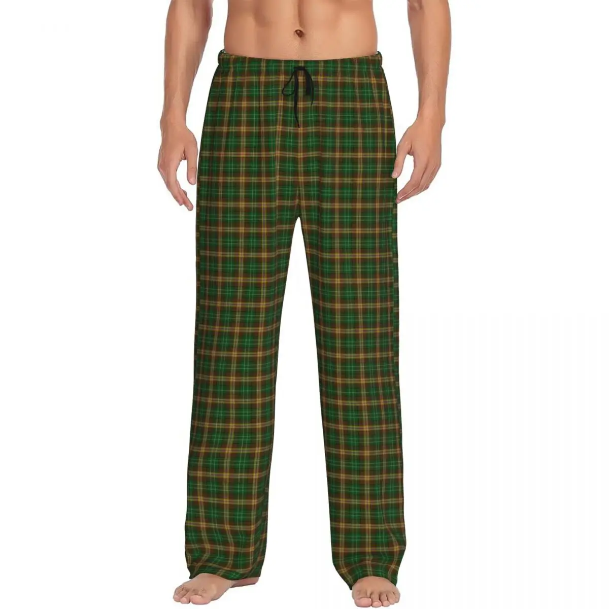 

Custom Check Plaid Fabric Texture Pattern Pajama Pants Sleepwear Men Elastic Waistband Sleep Lounge Bottoms with Pockets