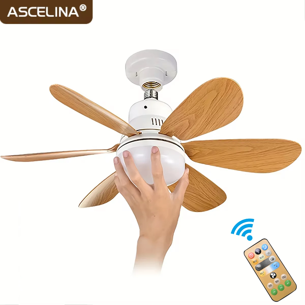 

Nordic Fan Ceiling Lamp Wood Grain Remote Control Dimmable Ceiling Fan Bedroom Living Room Restaurant E27 Indoor Home Fan Lights