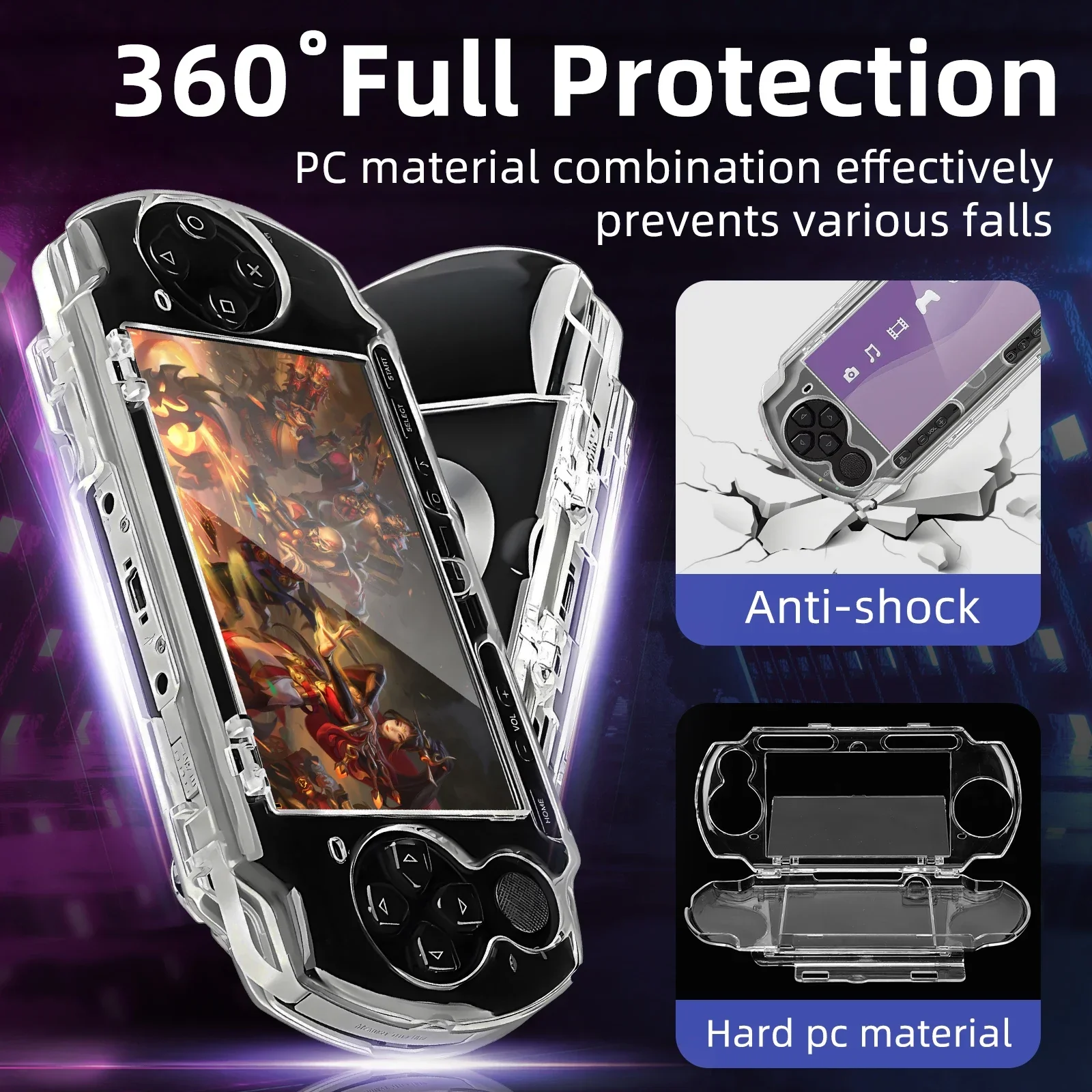 Clear Case voor Sony PSP 2000 3000 Transparante PC Harde Beschermende Shell Cover PSP 2000 3000 Met Schermbescherming Accessoires