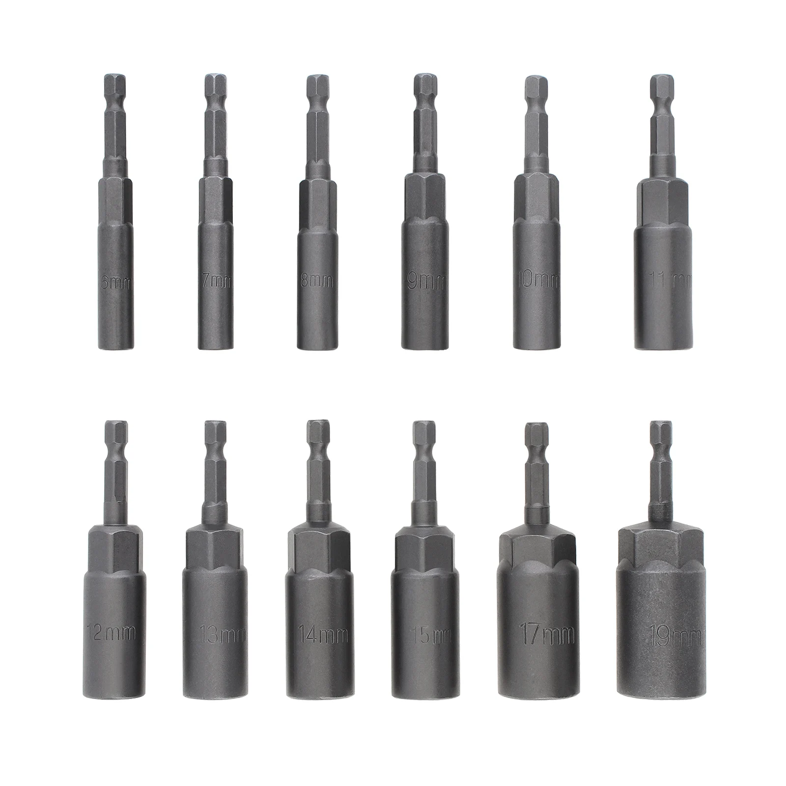 12pcs/set Deeper Magnetic Hexagon Sockets 1/4-Inch Hex Shank Nut Setter Driver Drill Bits Set Hex Shank Bolt Remover Tool