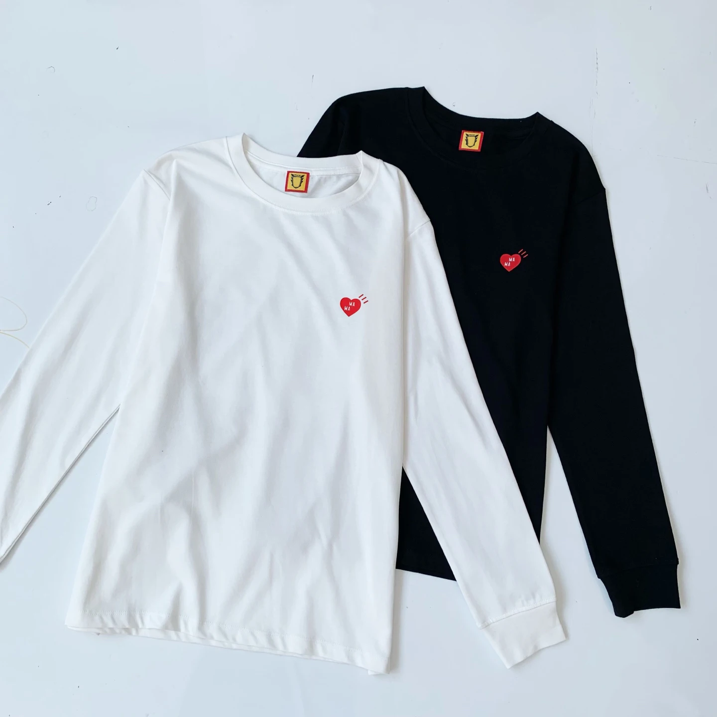 

Nya Japanese Sle Street Faion Long Sve T-irt ex Autumn Winter Base Layer Bird Print Front And Ba Ci Walk