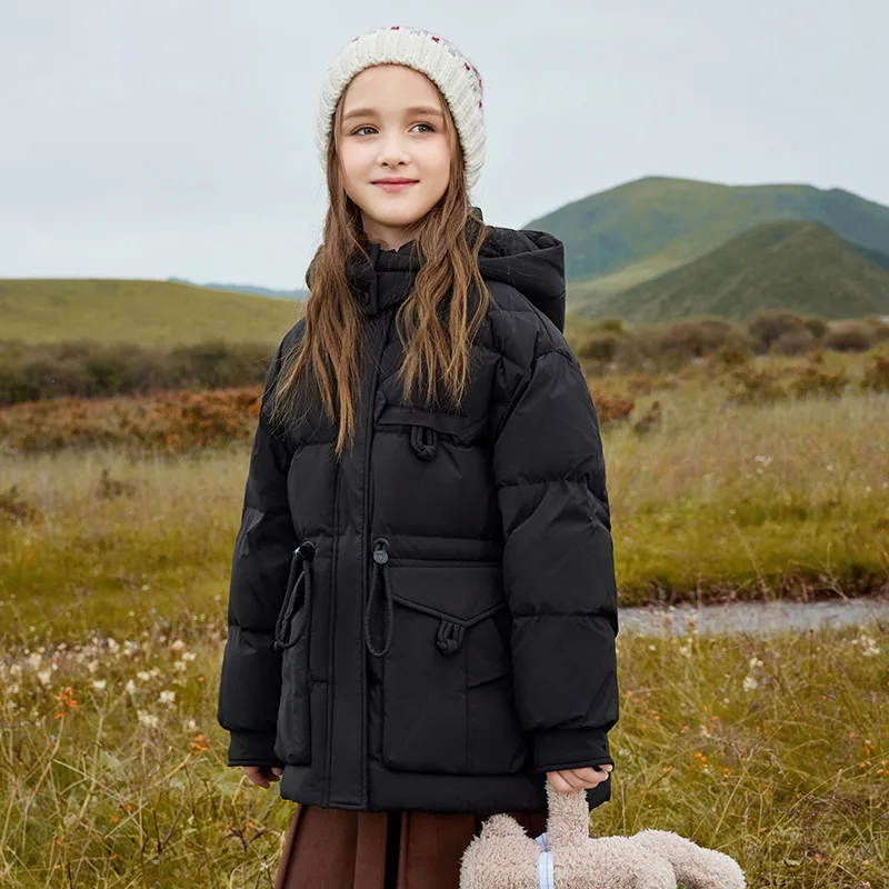 

RAISE Winter Down Jacket For Children Girl Plus Velvet Warm Teen Girl Outerwear Coat Kids Girls Parka Little Girl Outerwear Coat