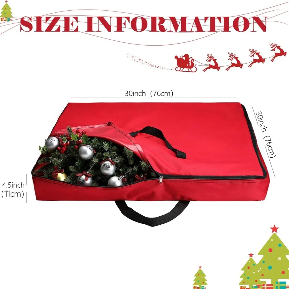 

Square 30In Christmas Wreath Storage Bag 600D Oxford With Handles For Holiday Christmas Wreath Storage Container Flower Wreath