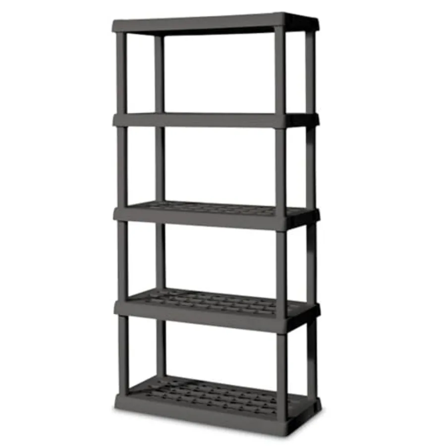 

4-Pack 5 Shelf Unit Heavy-Duty Shelving Storage Rack for Home and Garage Gray - Multipurpose Plastic Organizer Shelves for Smar