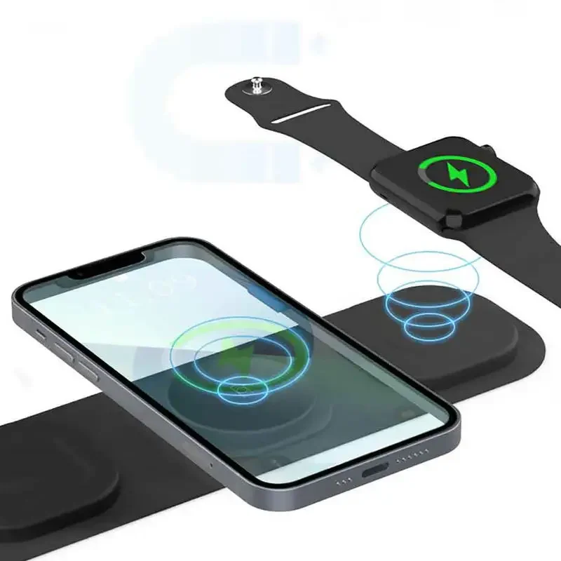 Foldable 3 in 1 Travel Wireless Charger Fabric Portable Wireless Charging for iPhone 14 12 13 8 Pro XS for Apple Watch AirPods