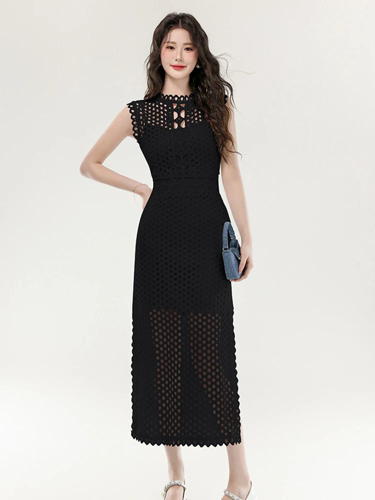 

Women's Clothes Casual Sexy Vacation Dresses Outfit Sweet Chic Strap Skinny Mini Dress See Through Long Robe Vestido 2 Piece Set