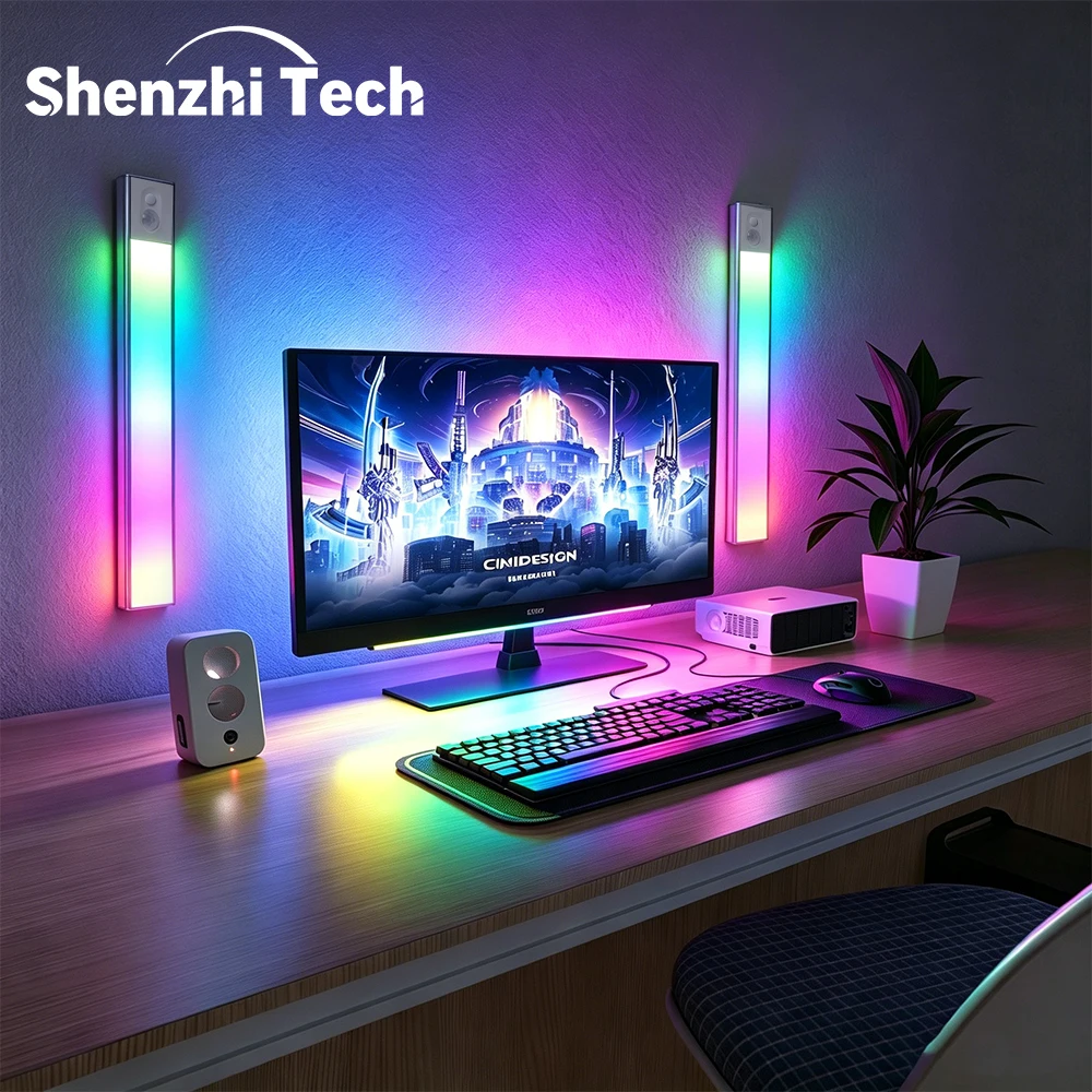 Ultra‑Thin Magnetic Under Cabinet Light Gift Idea RGB Color Changing Motion Sensor Night Light LED Light Bar for Home Gaming Dec