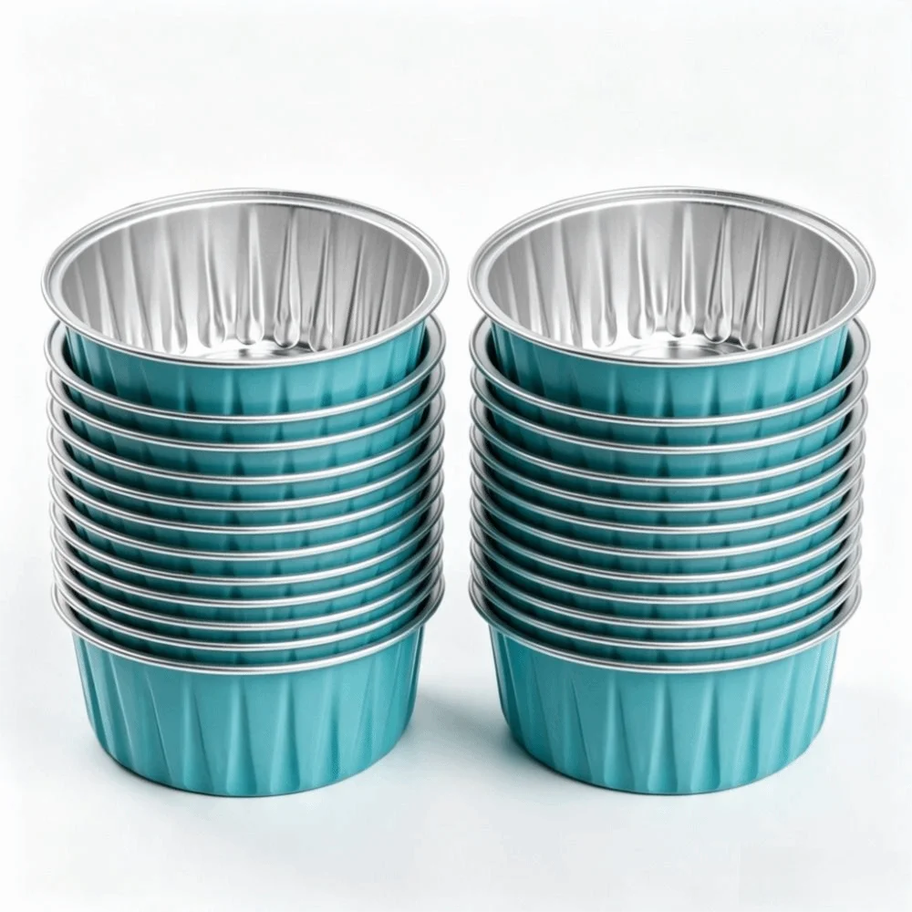 100pcs Portable Aluminum Foil Baking Cups Stackable Save Space Muffin Liners Easy Clean Thickened Mini Pie Pans Party Serving