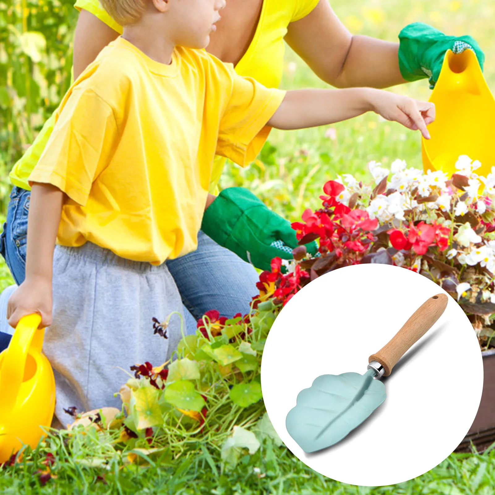 Little Gardener Tool Set Kids Garden Shovel Rake Fork with Sturdy Wooden Handle for Flowers Succulent Tranplanting