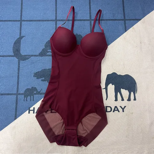 Imagen 2 del producto Body blanco con aros para mujer, ropa interior sedosa elástica de Color sólido, moldeador