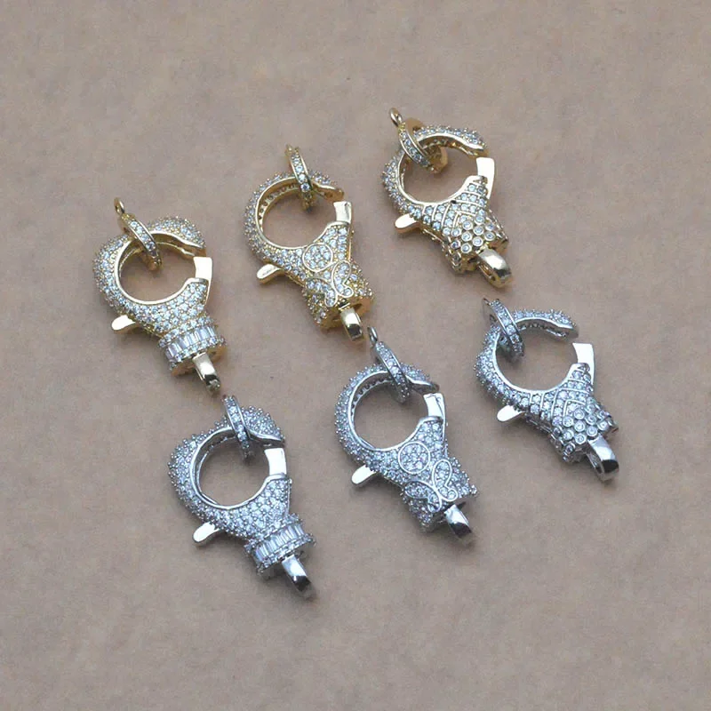 5pcs/lot High Quality Cubic Zirconia Lobster Clasps Push Fastener Clasp Connectors for Women DIY Bracelets Finding Accessories