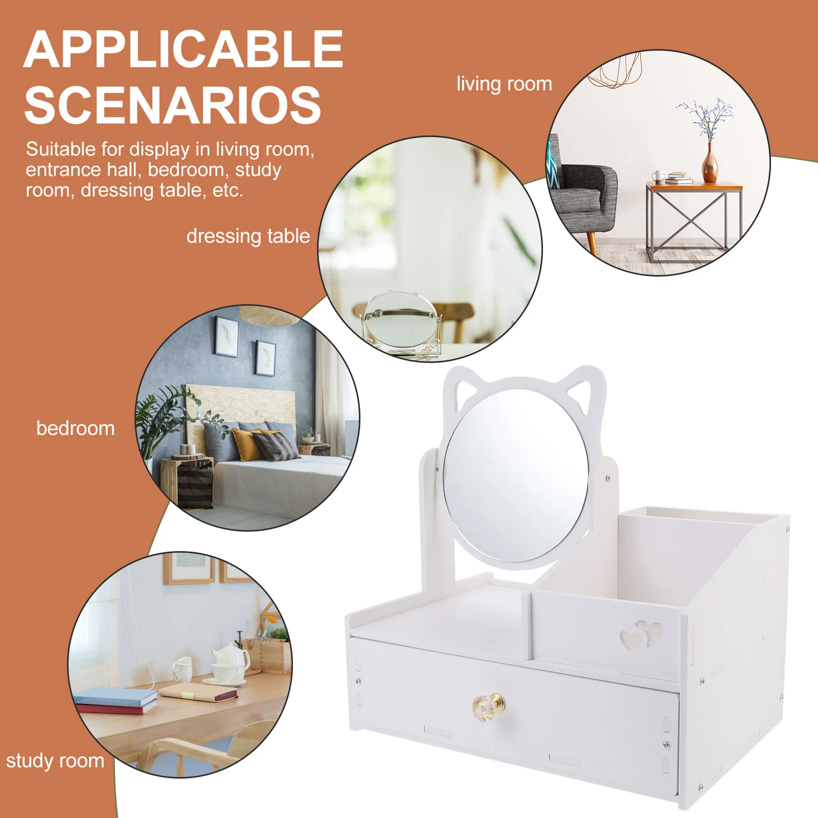 درج صندوق تخزين قسط PVC منظم مستحضرات التجميل سطح المكتب أشتات حامل مرآة مجوهرات حقيبة مستحضرات تجميل صندوق درج تخزين