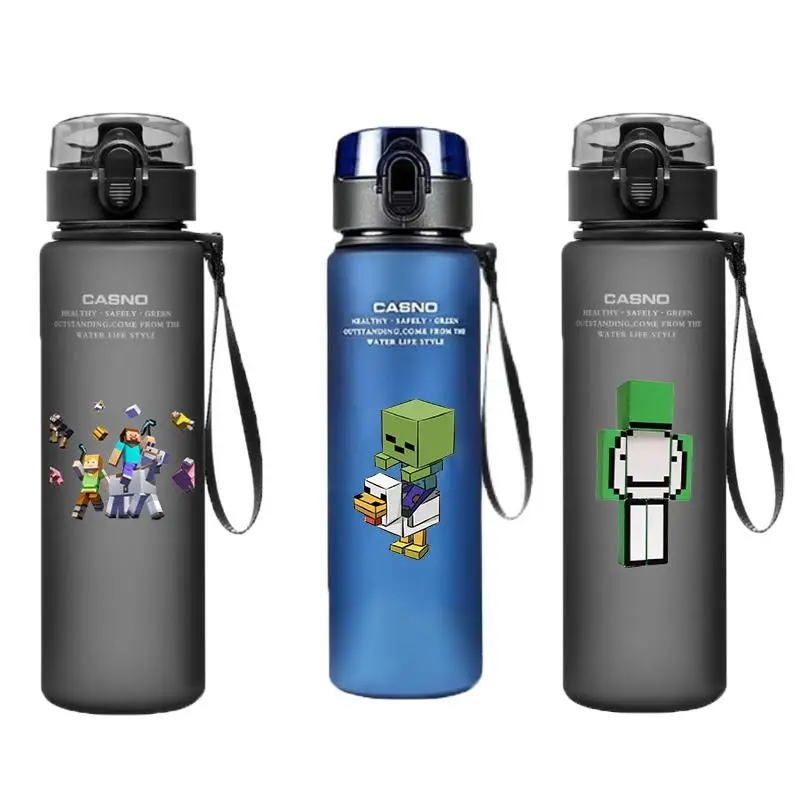 Anime My World  Bottle Large Capacity 560ml Blue Black Outdoor Camping Portable Plastic Fitness Sports Leakproof Water Cup Gifts