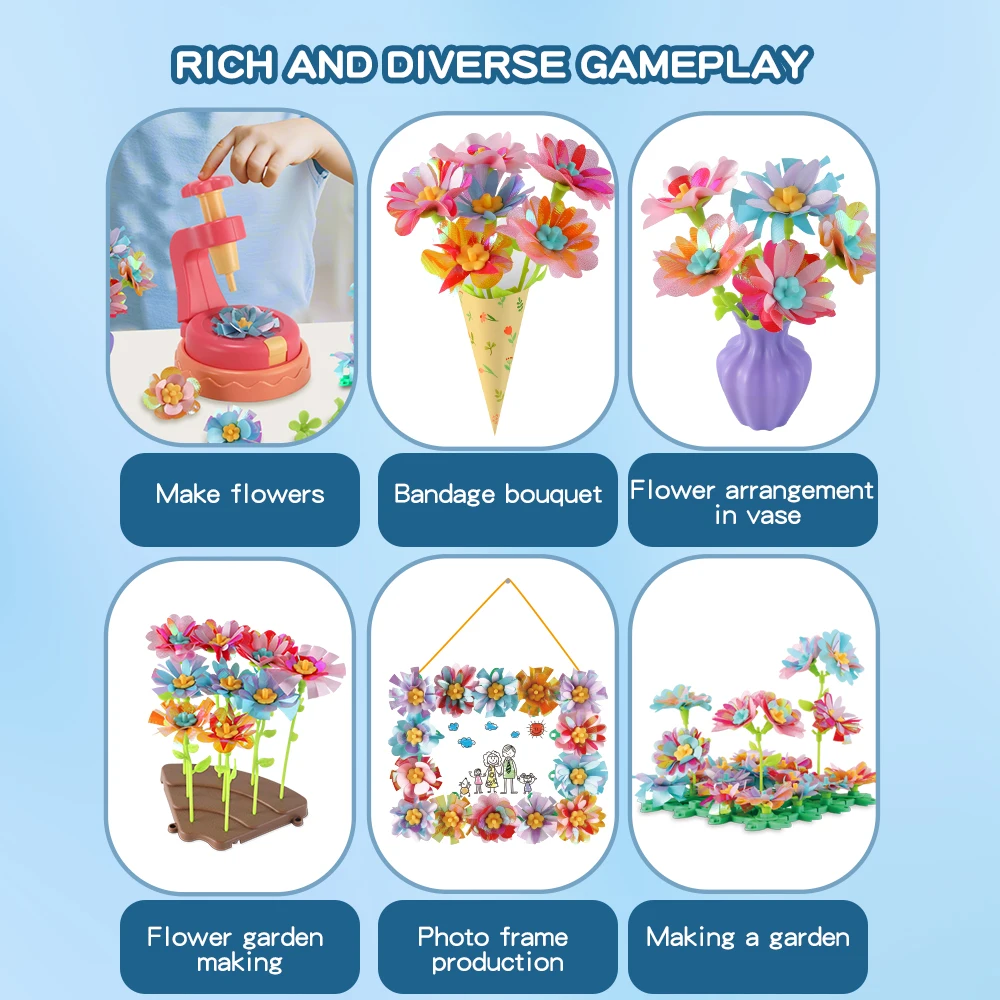 Buquês de flores brinquedos artesanais diy kits de artesanato brinquedos máquina de gravação brinquedos pai criança quebra-cabeça interativo brinquedos natal meninas presentes