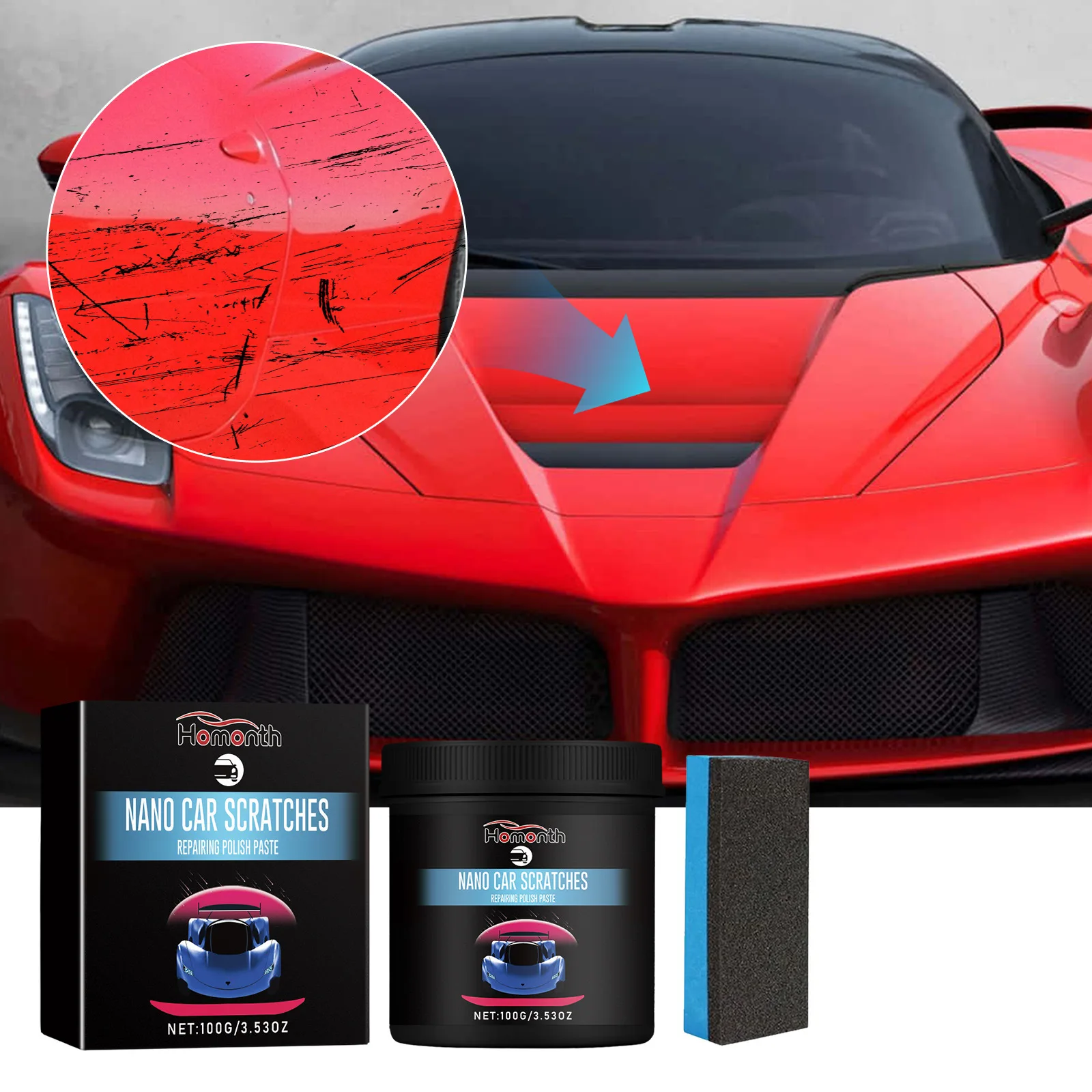 

Car Scratch Repair Kit 100gPolish Restore Paint Reduce Scratches Swirl Marks DIY Auto Surface Refinishing Wax for All Car Colors