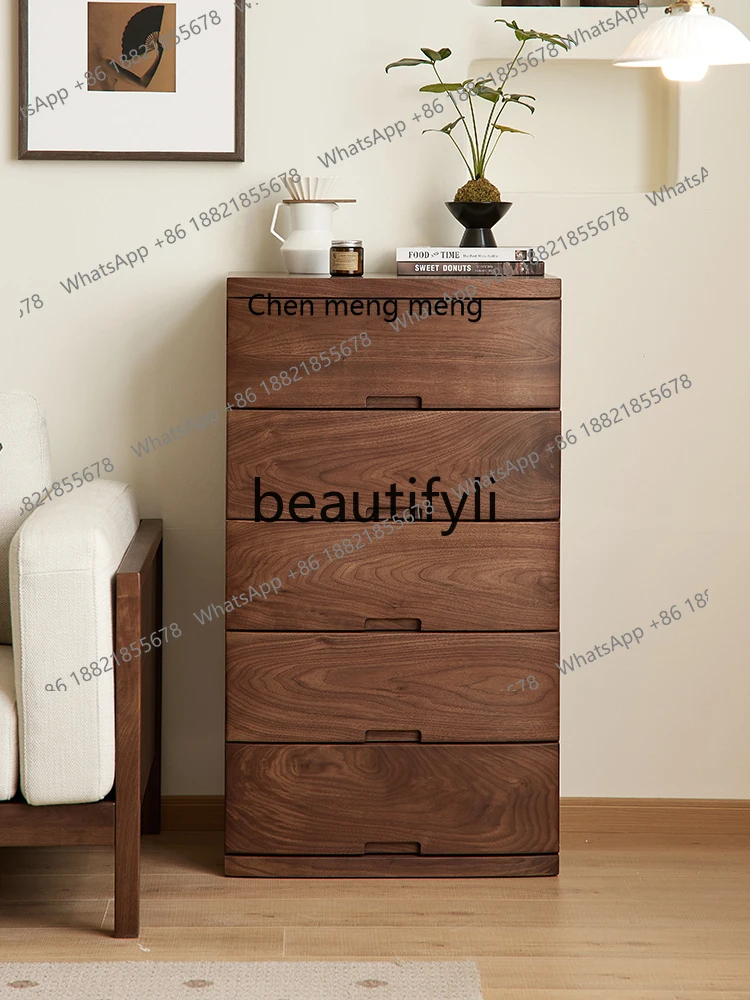 

178North American black walnut chest, Nordic simple all-solid wood chest, home living room floor locker