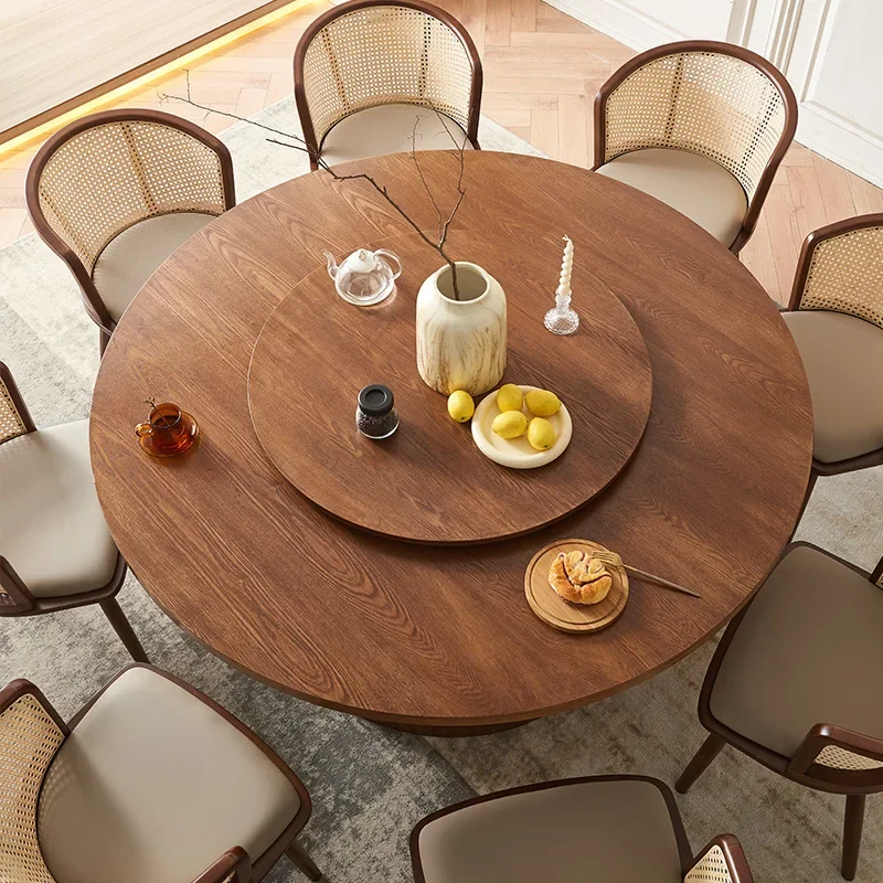 The product can be customized.Nordic solid wood round table rattan dining chair combination modern simple restaurant hotel image 5