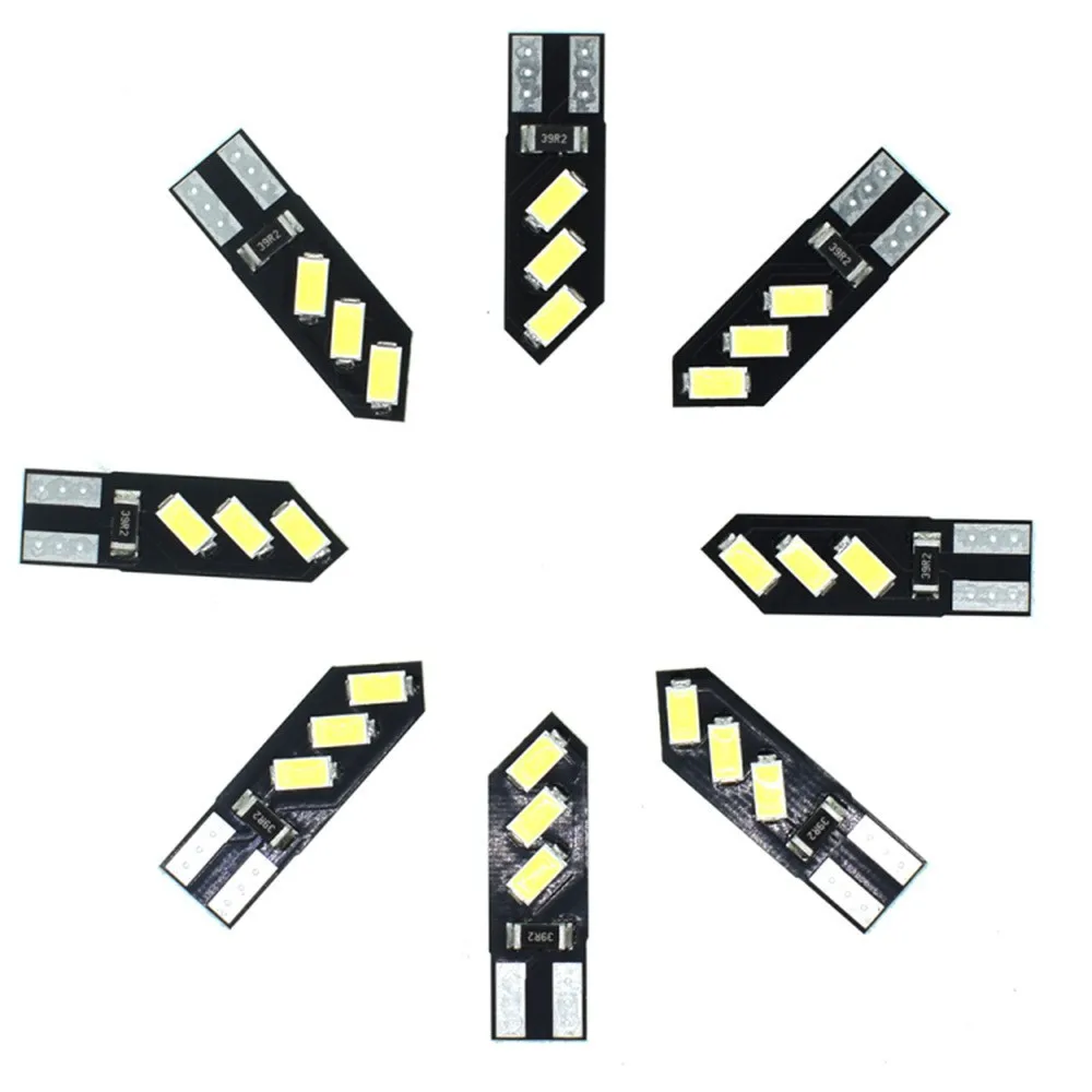 

100 шт. автомобильная светодиодная лампа с декодированием T10 5630 6SMD, освещение номерного знака, индикатор ширины, освещение кабины 12 В